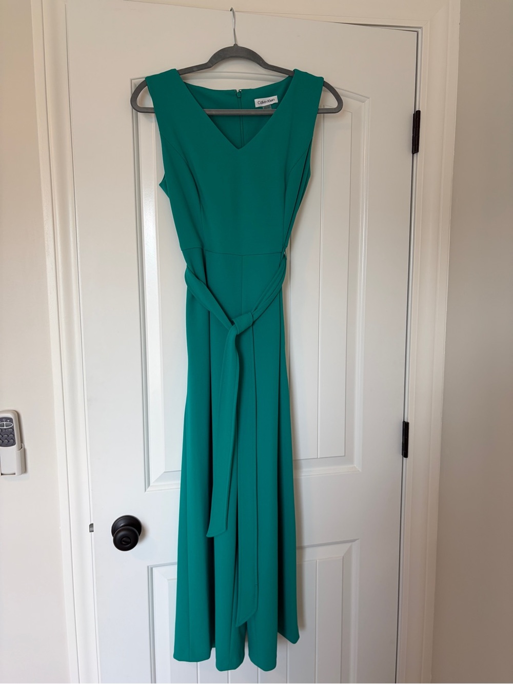 Calvin Klein Teal Sleeveless V-Neck Belted Jumpsuit (Has Pockets!!)